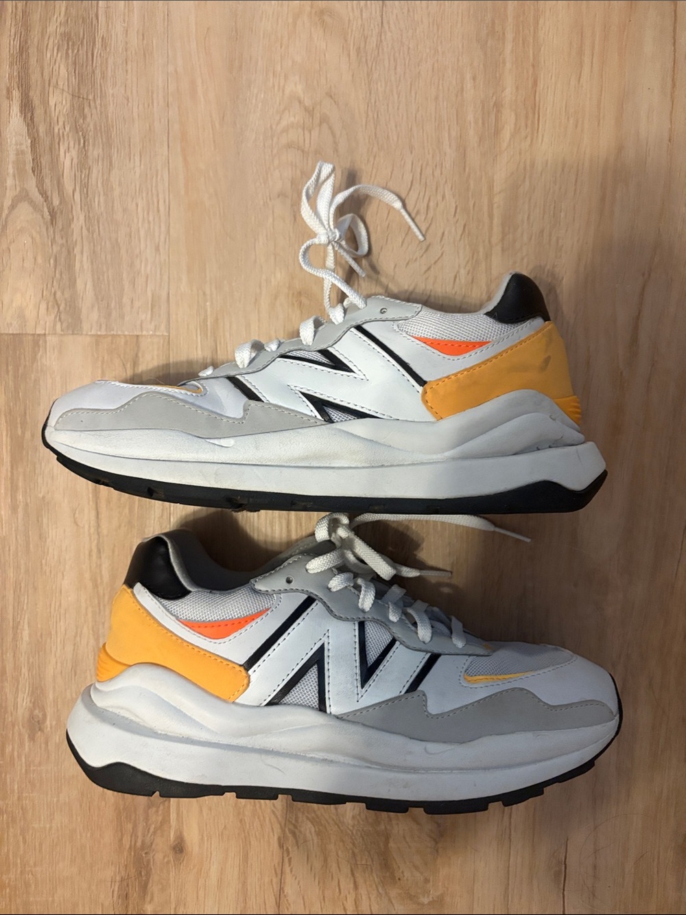 New Balance Kids White, Yellow & Orange Athletic Sneakers